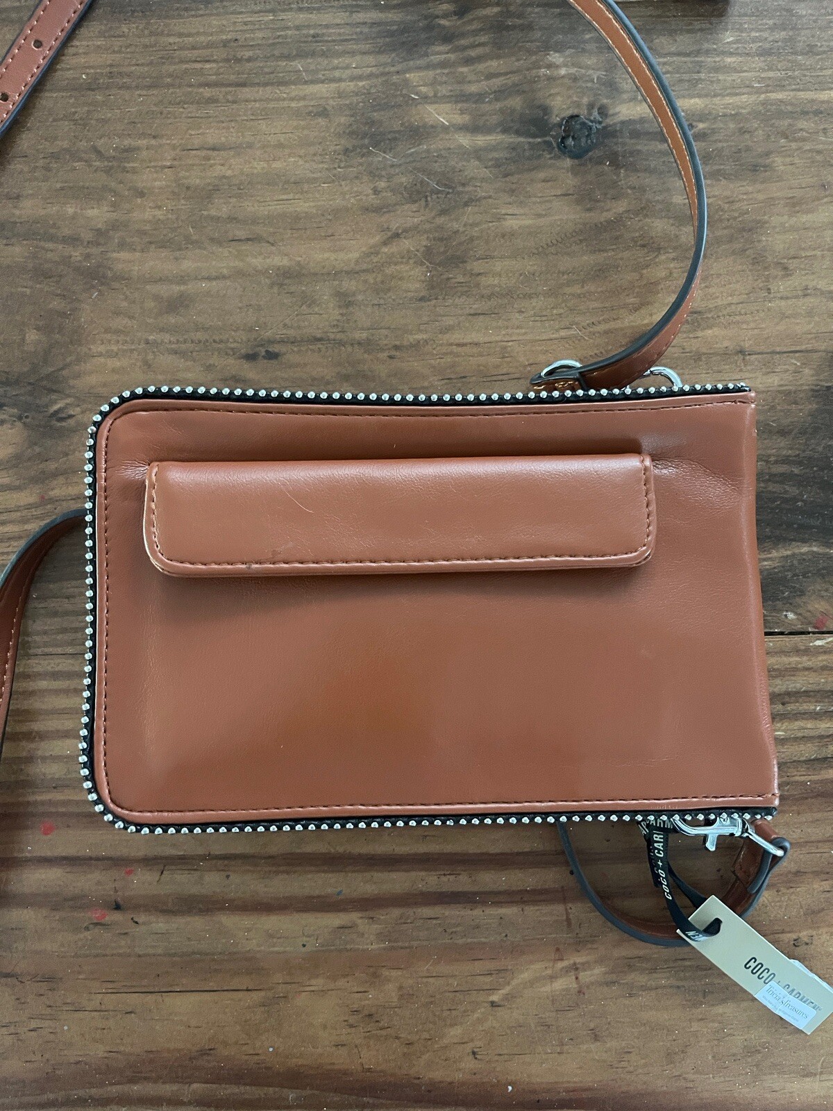 Coco + Carmen Wallet Crossbody Brown Vegan Leather Flat Purse Organizer Bag