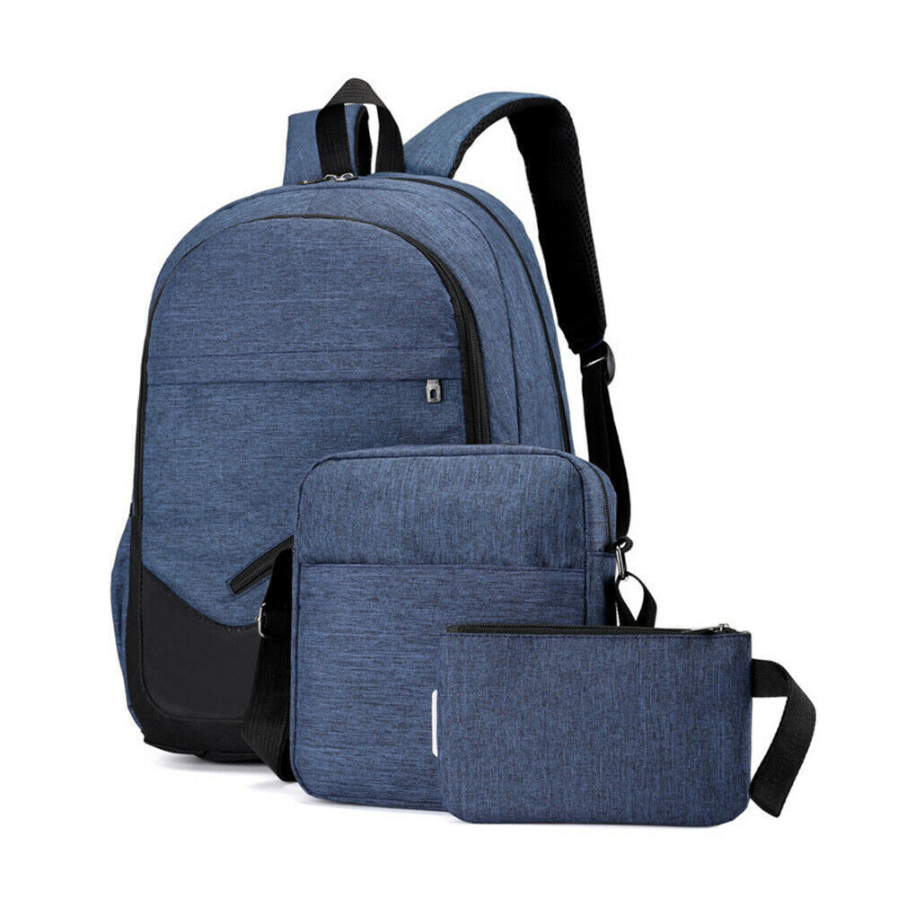 3pcs Set Men Women Backpack Bookbag School Travel Laptop Rucksack Zipper Bag