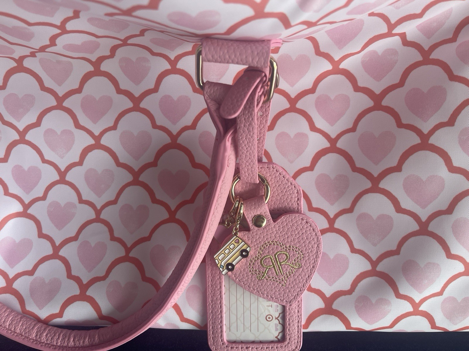 Roller Rabbit x Target – Geo Hearts Pink Duffel Travel Bag Detachable Strap NWOT