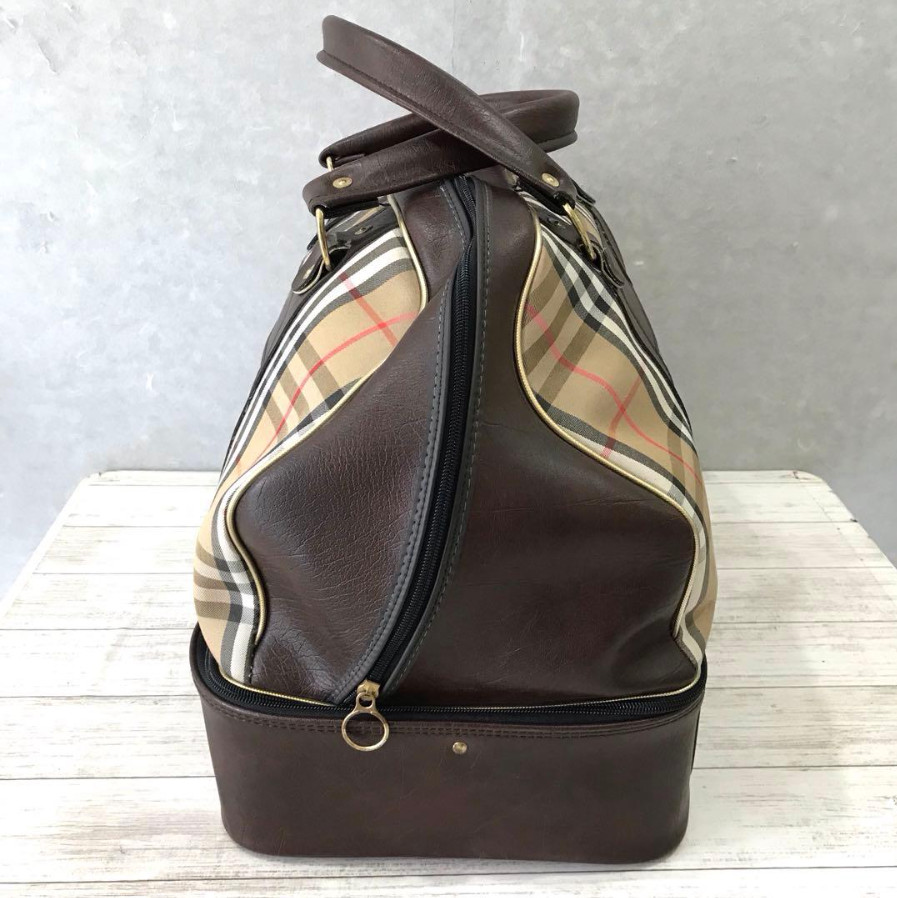 Burberrys Vintage Nova Check Travel Boston Bag
