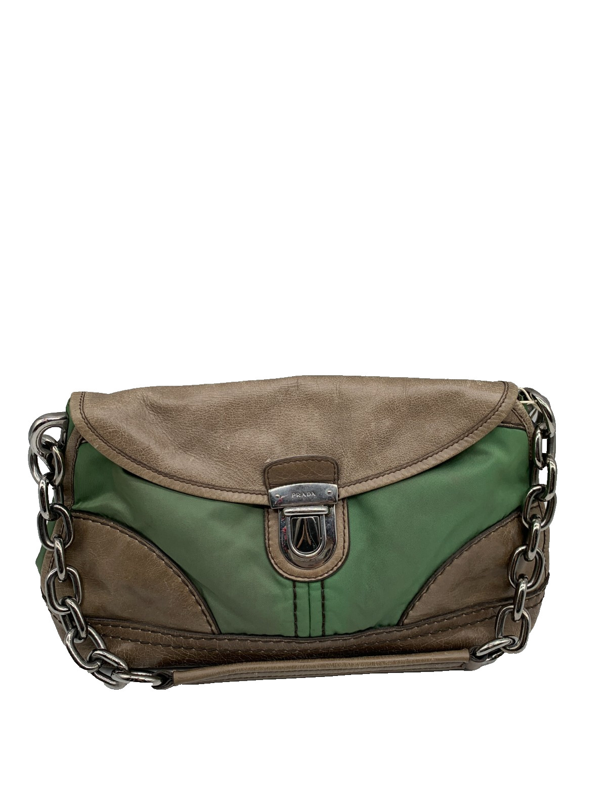 Prada Nylon‑Leather Chain Under‑arm Bag/WJ07113722/3722