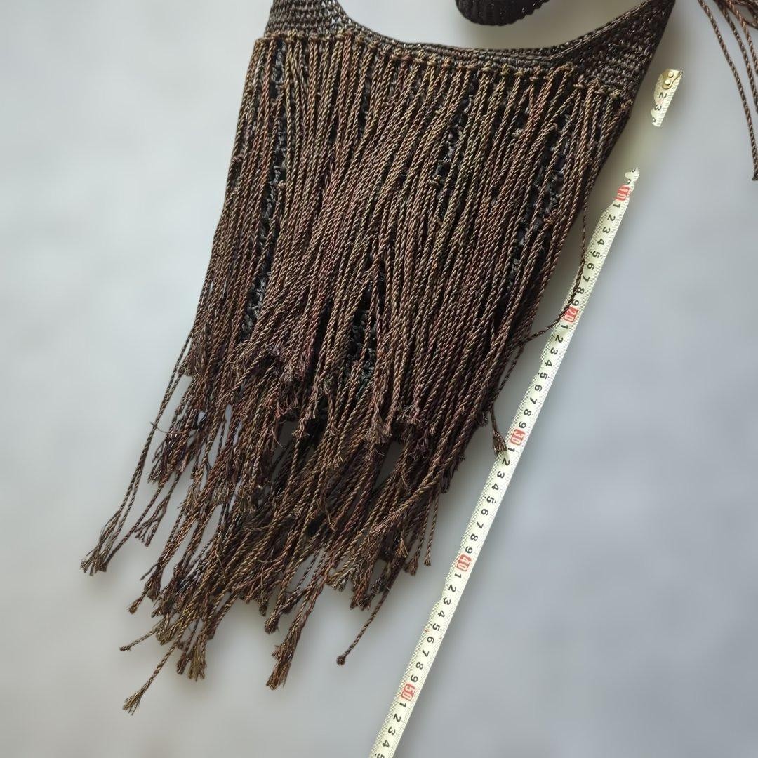 Rare HELEN KAMINSKI Fringe Crossbody Bag black Woven Straw Raffia Vintage