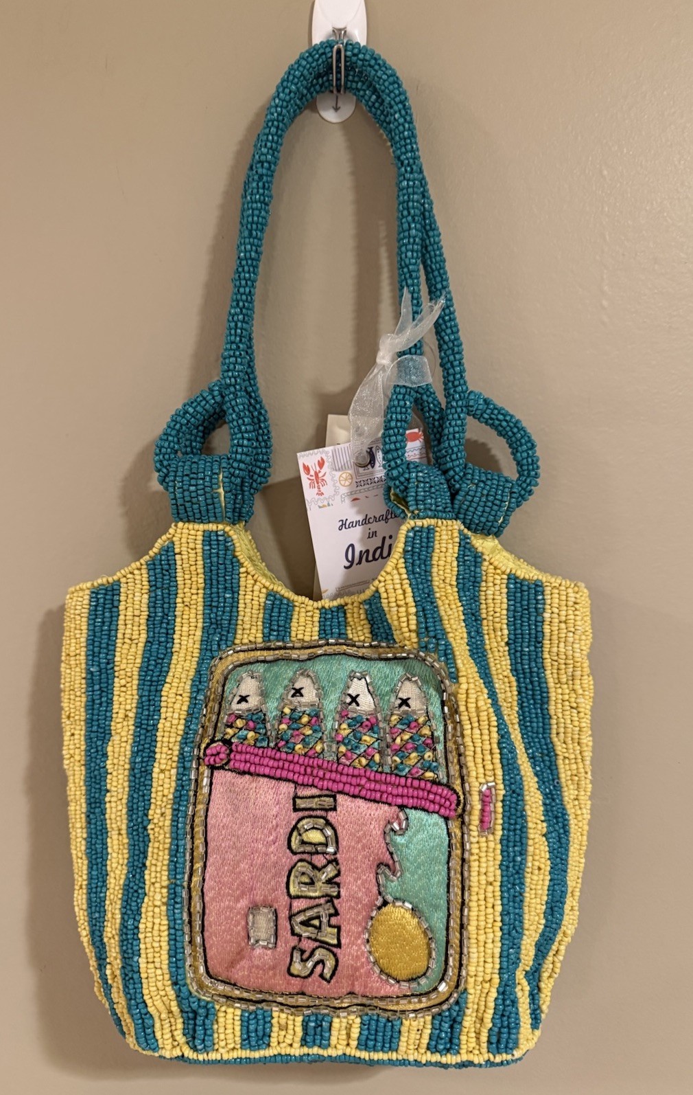 Viral Handcrafted In India Beaded Sardines In A Can Handbag Purse NWT