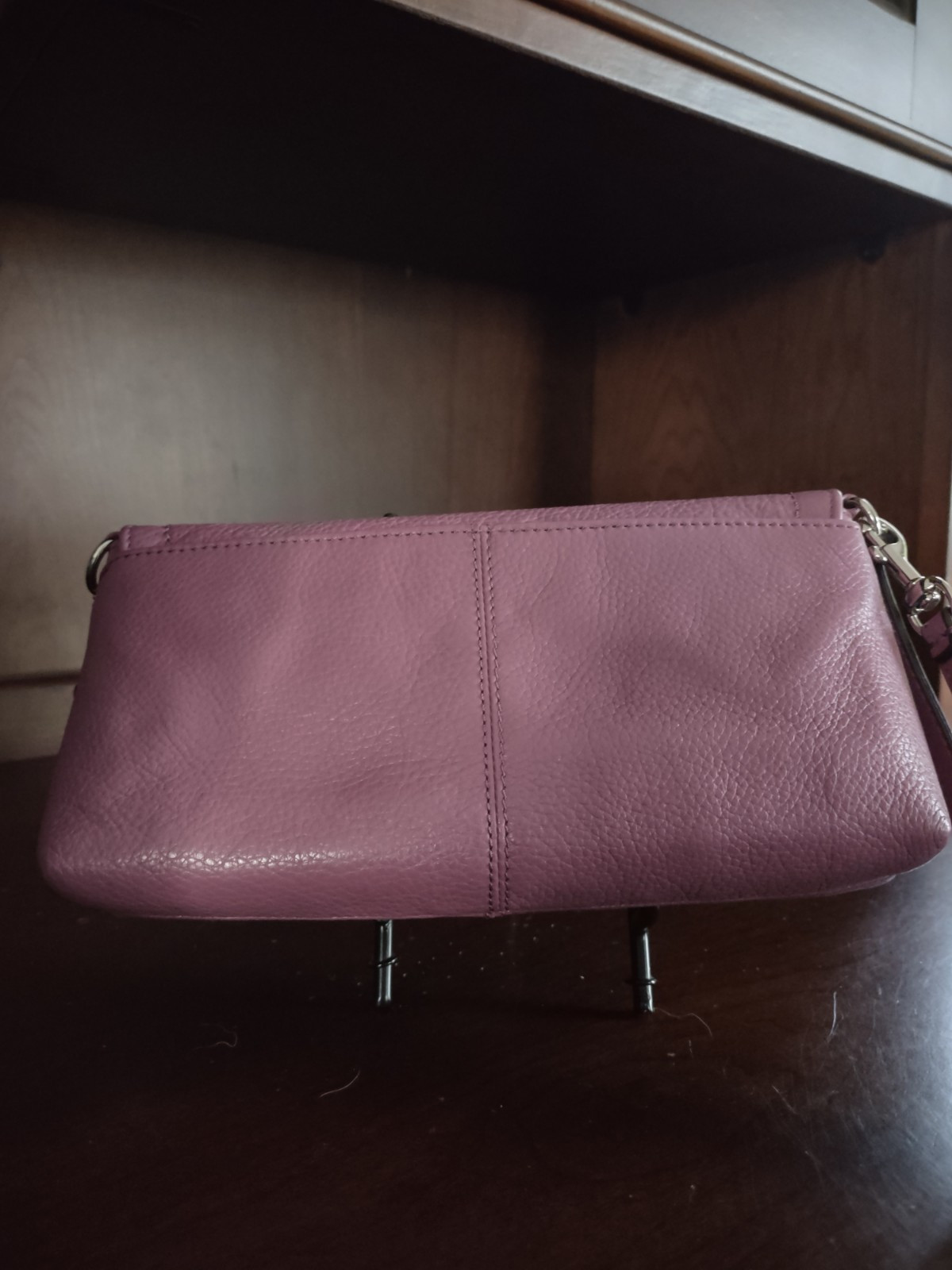 COACH F49177 PARK LEATHER LARGE FLAP WRISTLET Lilac Purple Wallet 8.5x 4.5 x 1.5