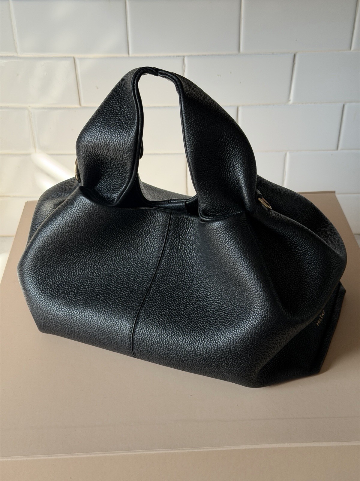 Polene Numero Neuf Textured Black Leather Crossbody Bag NEW $610 with strap