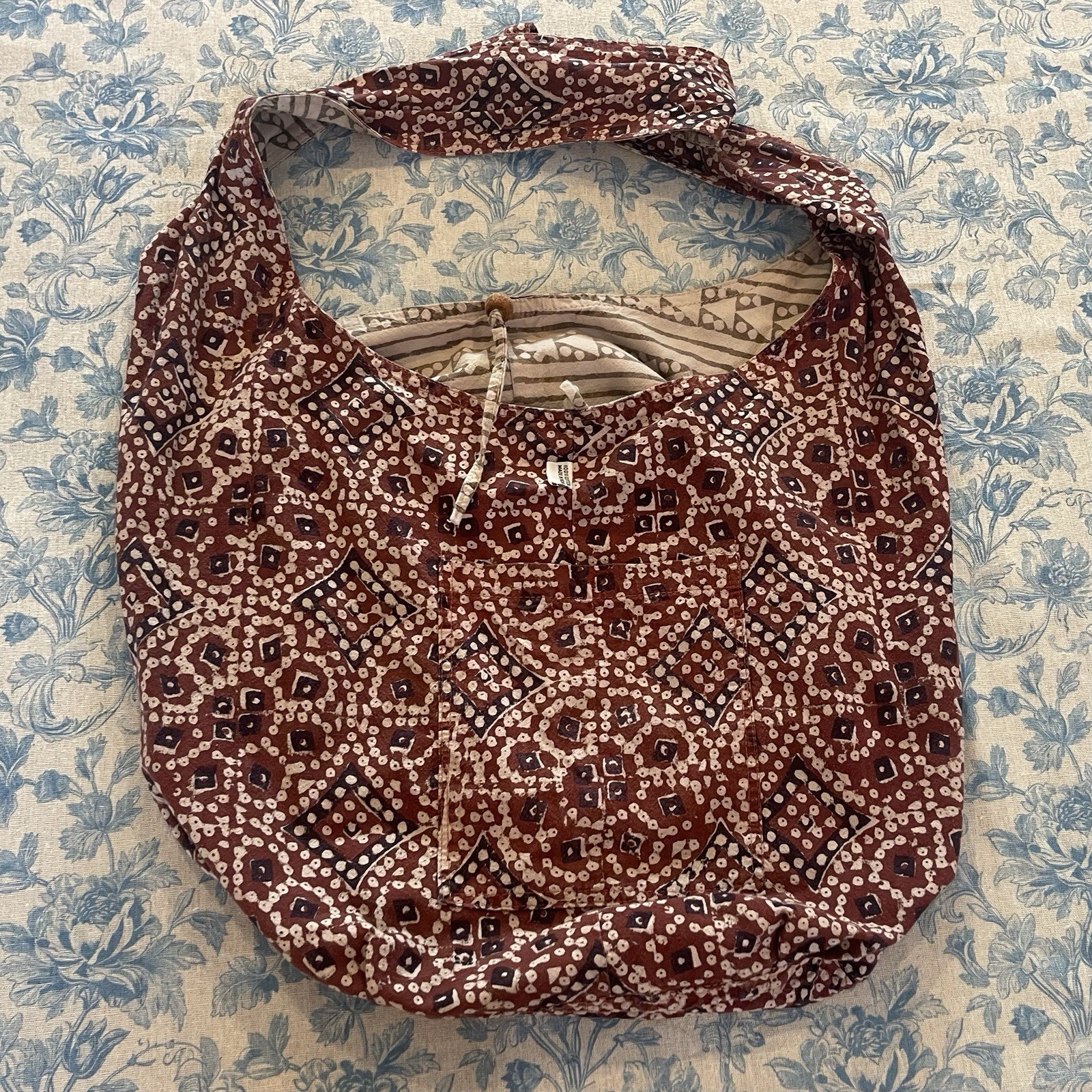 Vintage-Inspired Reversible Cotton Boho Shoulder Crossbody Bag