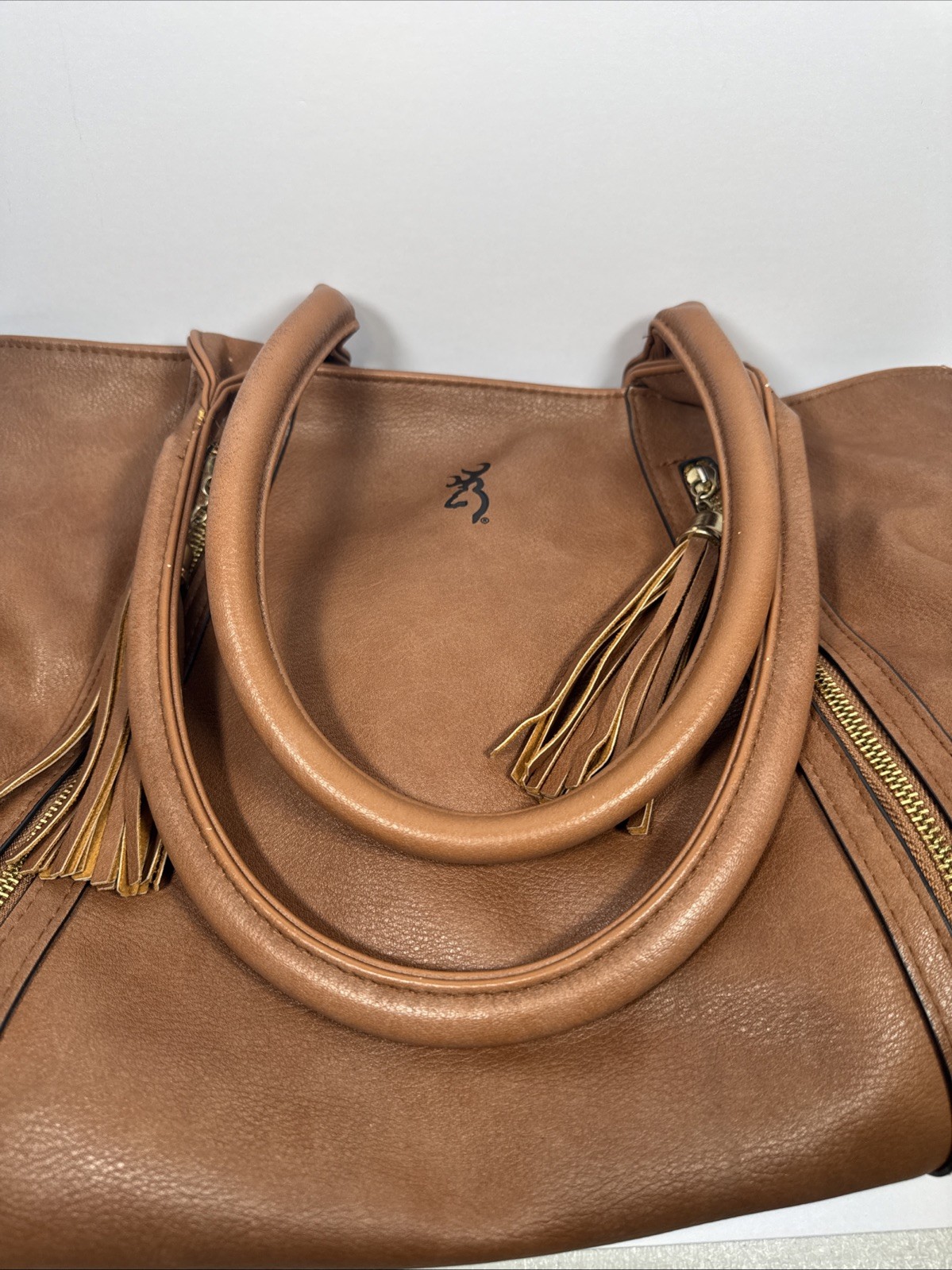 Browning Concealed Carry Purse, CCW Gun Handbag Brown Faux Leather