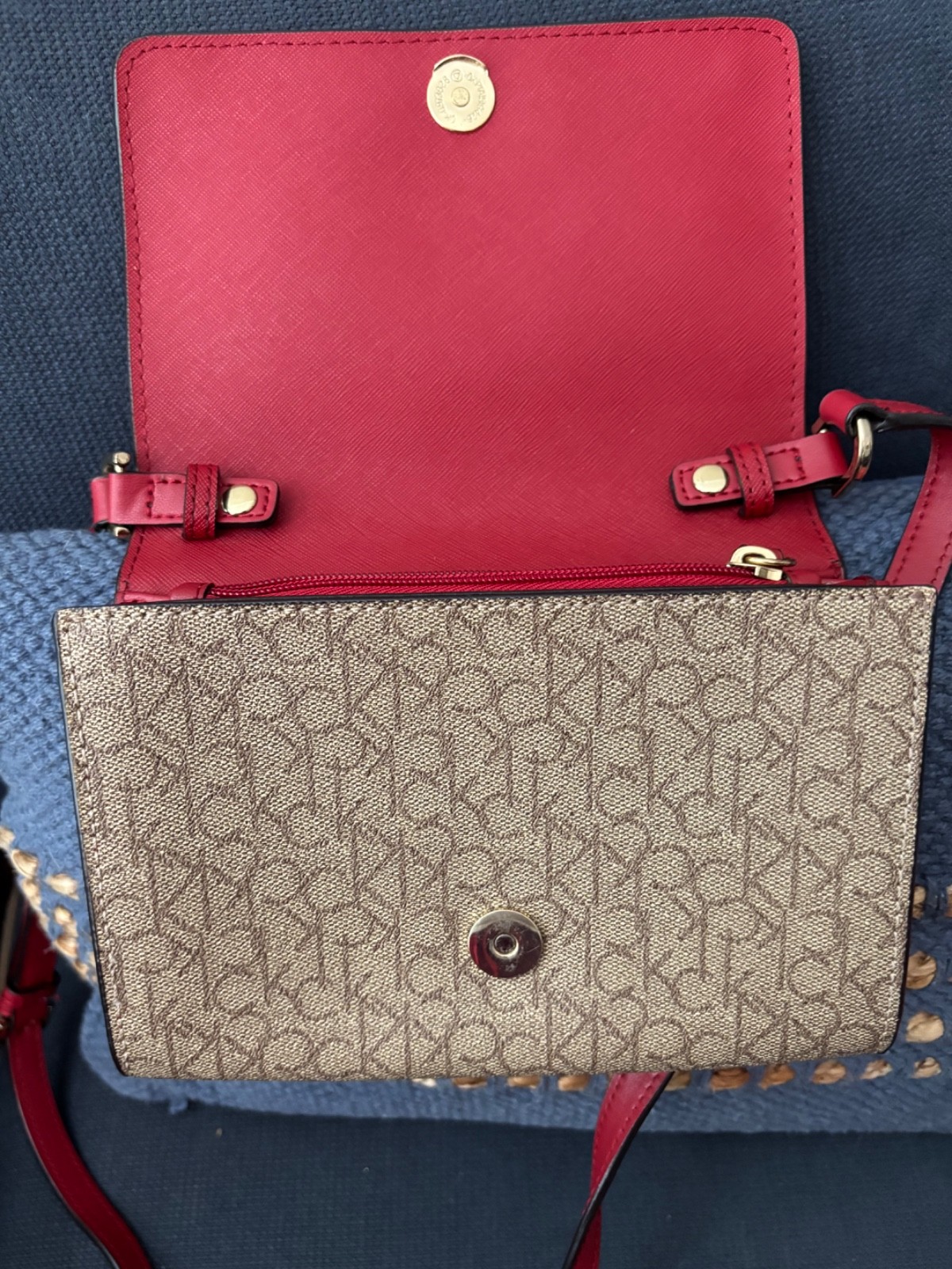 calvin klein purse w/ red trim