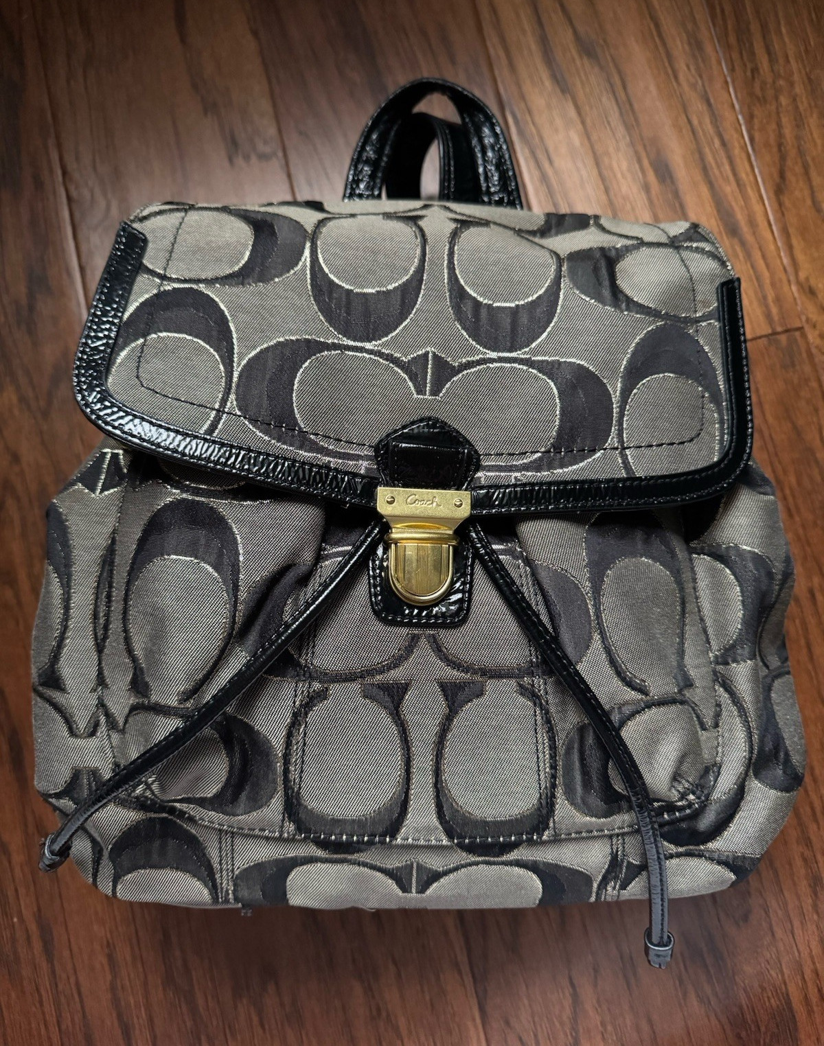 Coach Signature Jacquard Drawstring Backpack Purse