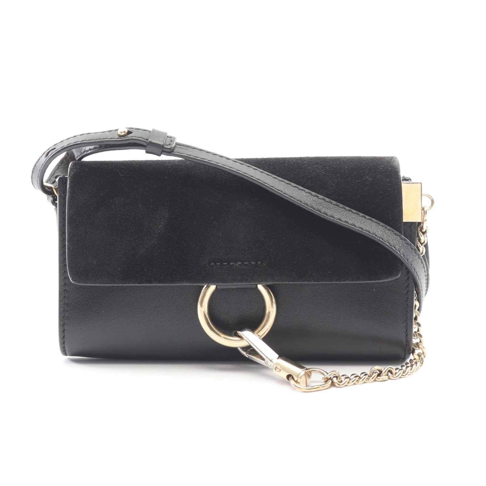 Chloe FAYE Mini Shoulder crossbody hand Bag leather Suede Black Used Women
