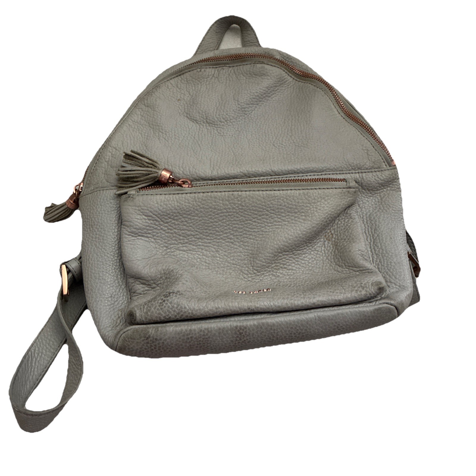 Ted Baker London Womans Leather Backpack Light Gray Medium Polyester Full Zip