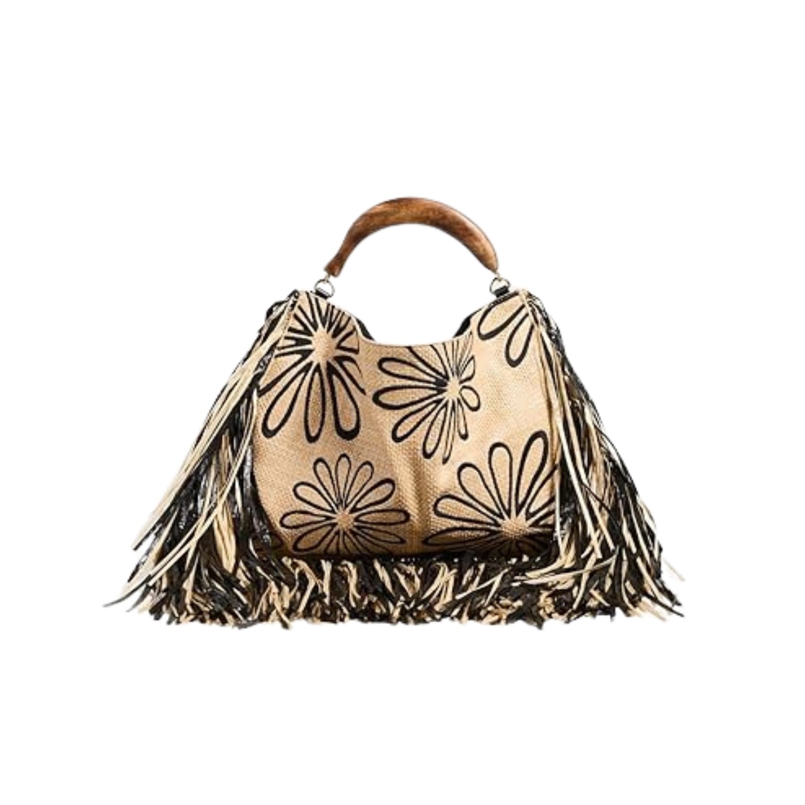 Farm Rio Fringed Raffia Mini Bag Melange One Size