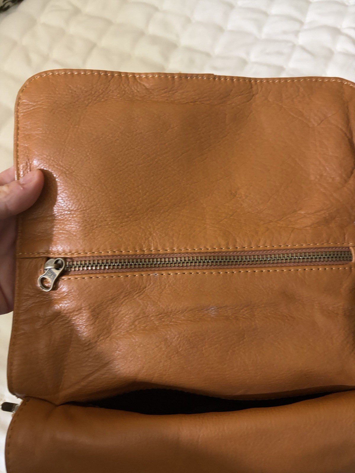 Wanderers Travel Co Notting Hill Cognac Leather Crossbody Wristlet Clutch