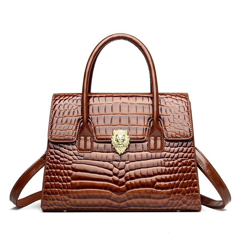 Elegant Alligator Pattern Leather Shoulder Bag Fashion Handbag for Women