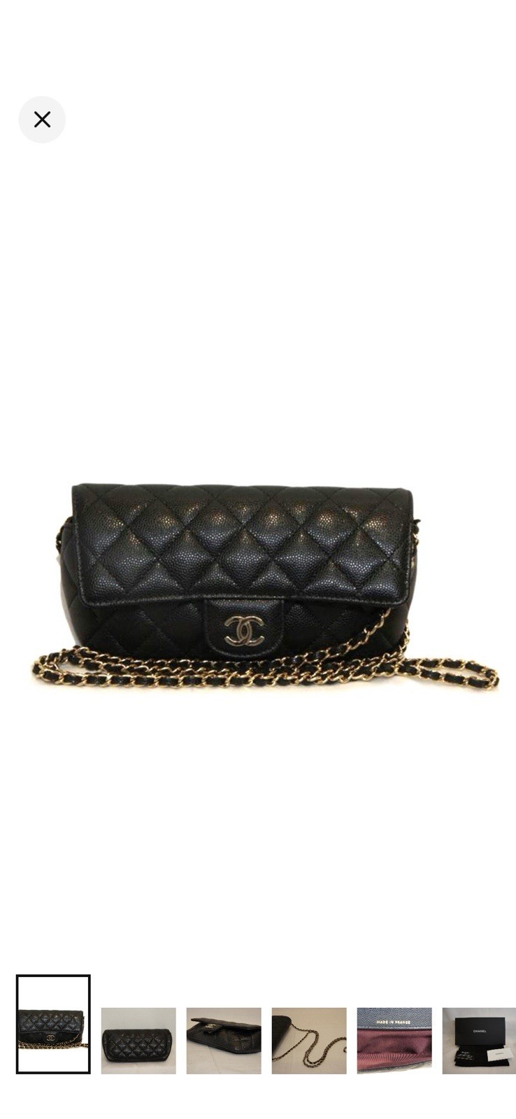 CHANEL Classic Quilted Black crossbody on Chain, Gold Hardware, Box