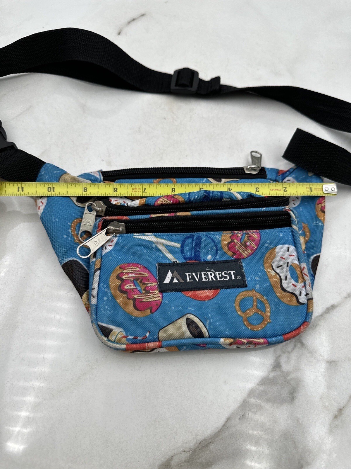Everest Fanny Pack Bag Lollipop Donuts Coffee Pretzels All Over Print Blue