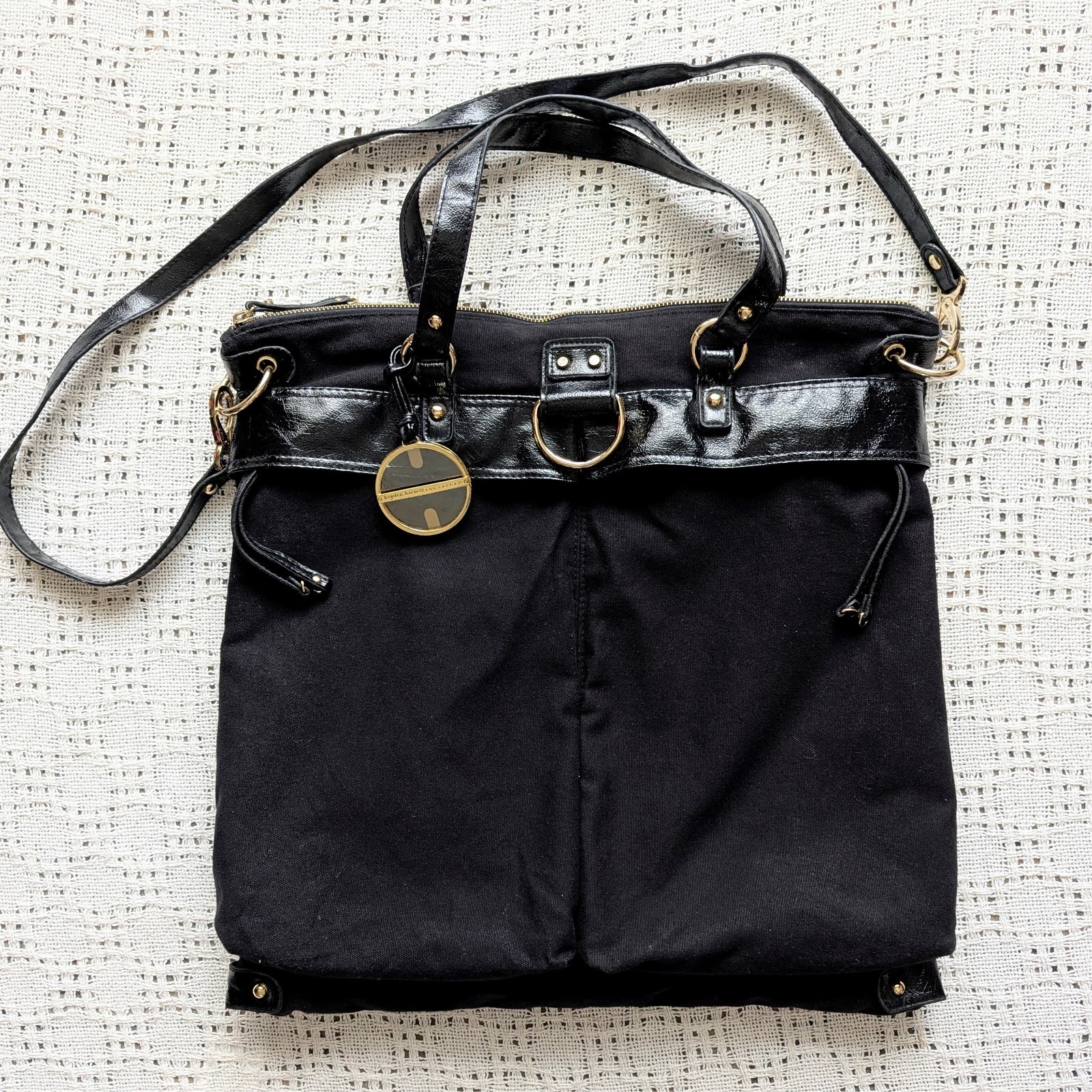 Hayden Harnett for Target Large Tote Travel Black Cotton 18″ x 18″