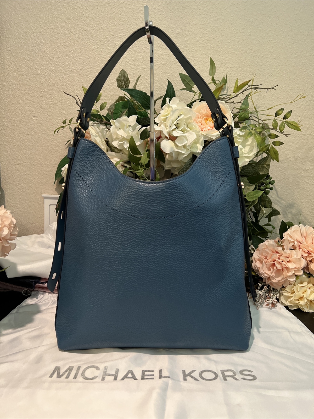 MICHAEL KORS Pebble Leather BOWERY Hobo/Shoulder Bag ~ Black or Chambray Blue