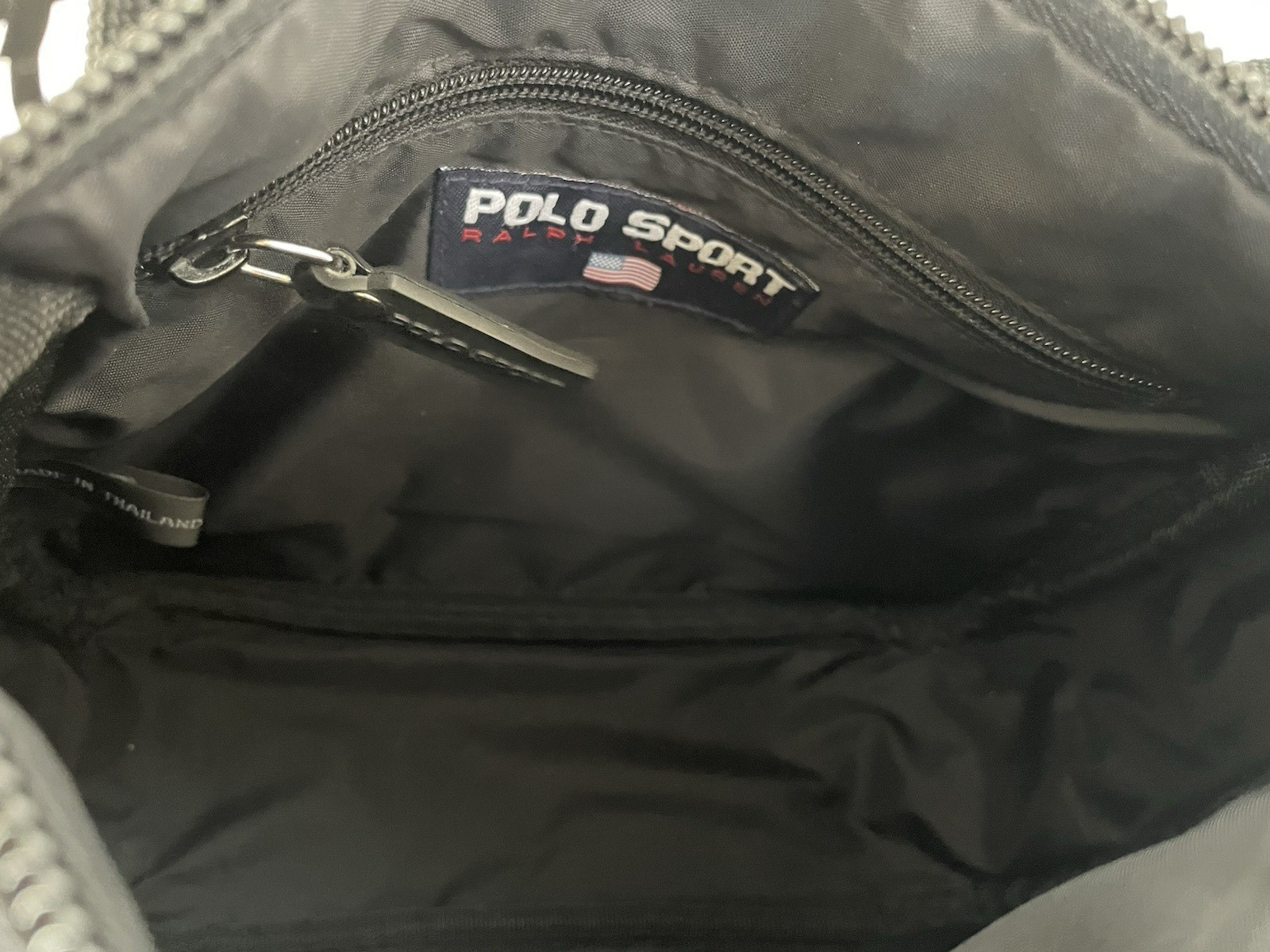 Ralph Lauren Polo Sport Logo ~ Blk. Nylon Crossbody Shoulder Bag Zip~ Y2K ~EXCEL