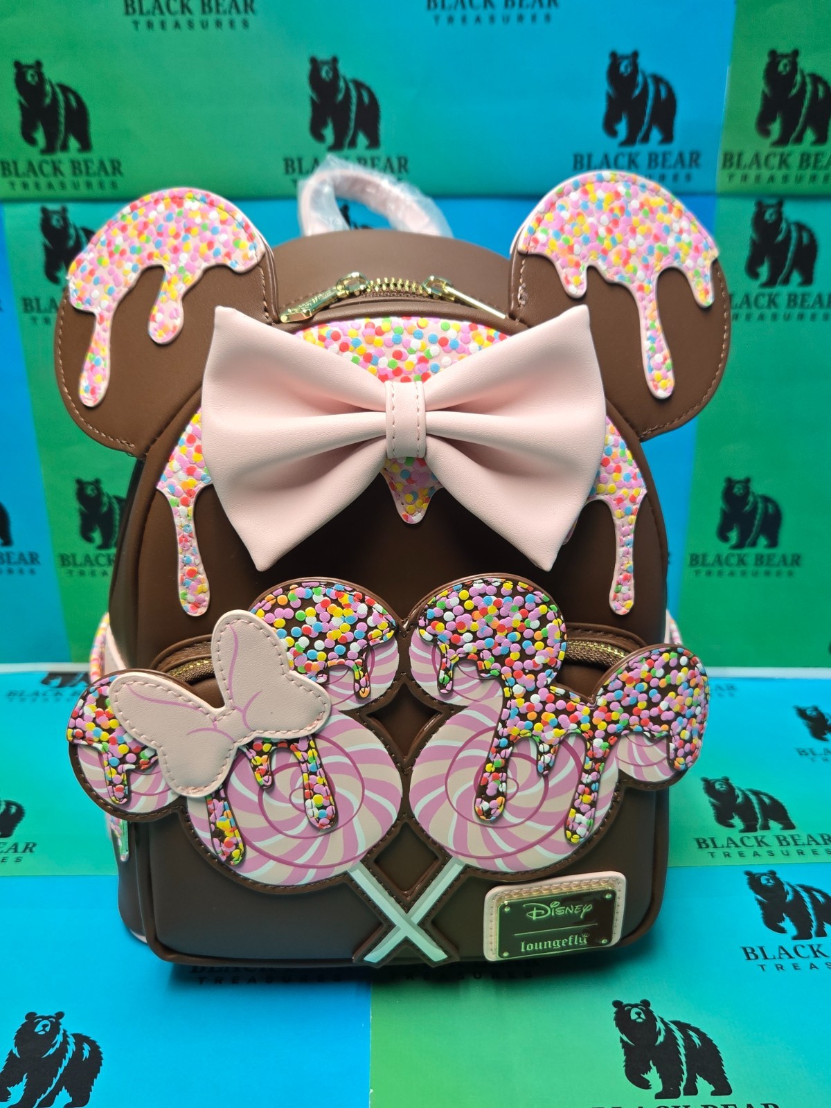 Loungefly Disney Minnie Mouse Chocolate Lollipop Ears Mini Backpack New with Tag