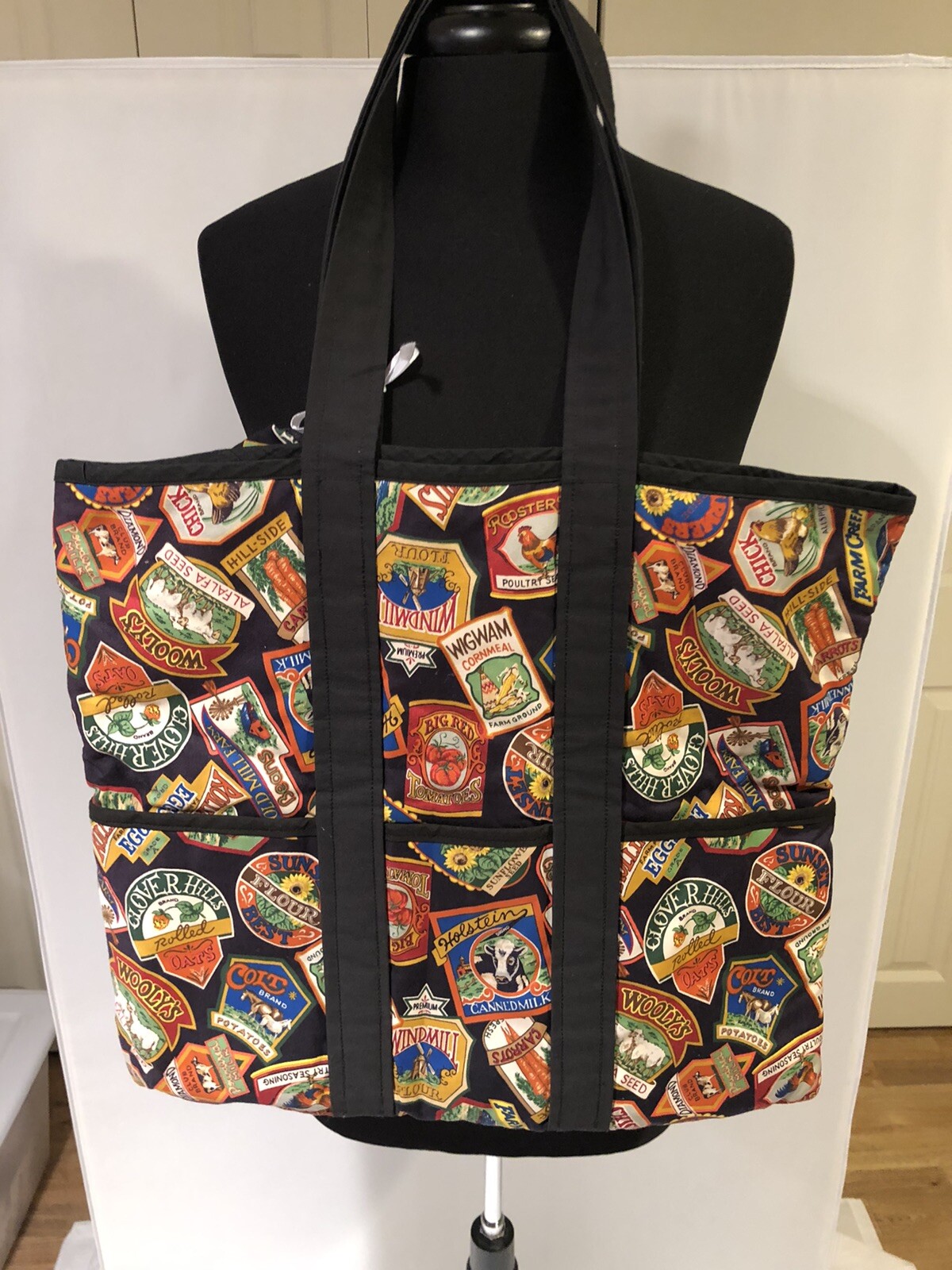 NEW Handmade Cotton Fabric Handbag Tote Bag w/coin bag Vintage Food Brands Print