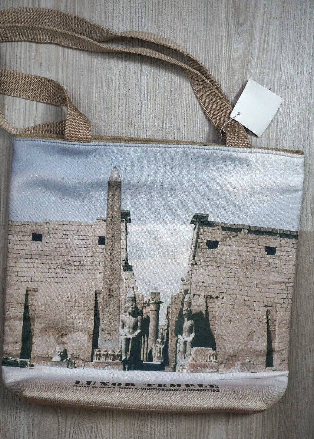 Vintage Luxor Temple Tote Bag Nile Thebes Graphics Made Egypt