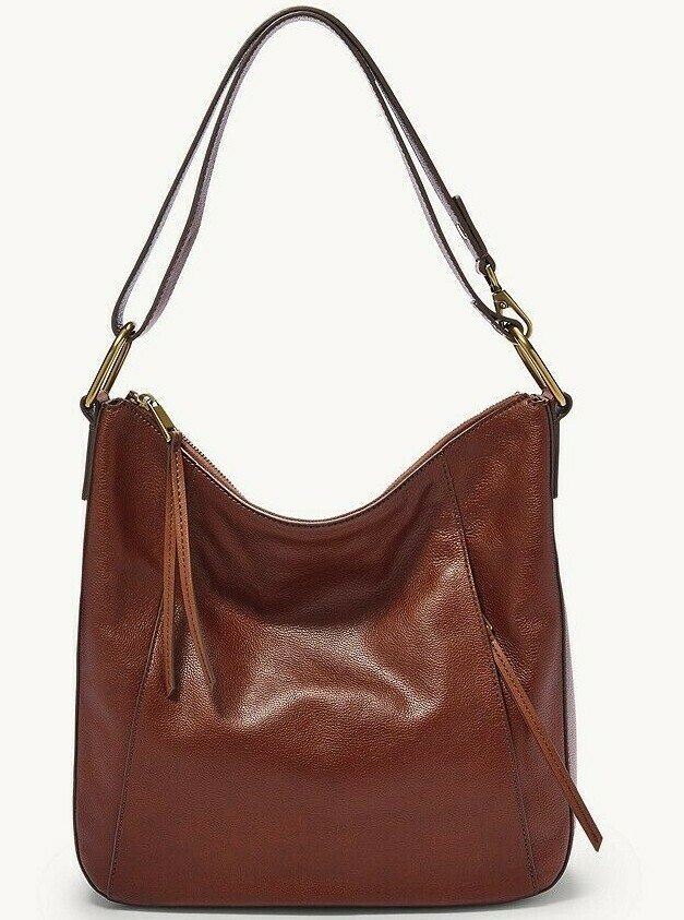 Fossil Talia Hobo Crossbody Shoulder Bag Brown Leather SHB2716213 $228 Retail Y