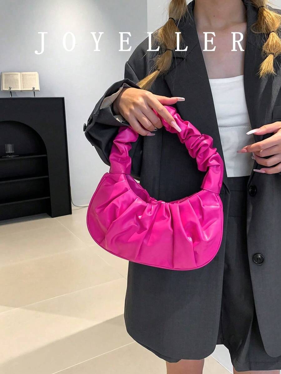 Fashion Ruched Cloud Bag Women Underarm Shoulder Handbag Adjustable Strap