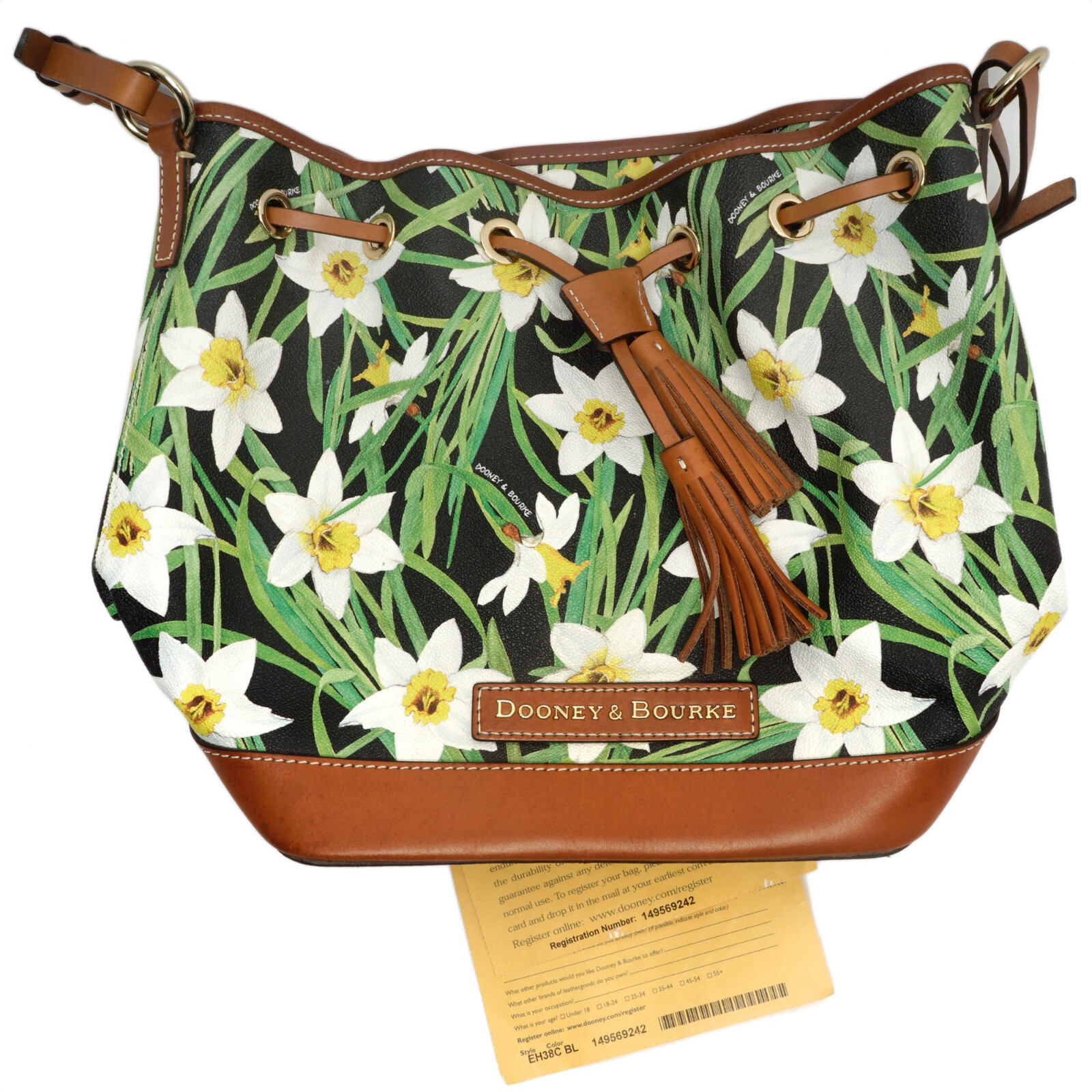 Dooney & Bourke Daffodil Drawstring Bag Black, Yellow, White, Green Bucket Bag