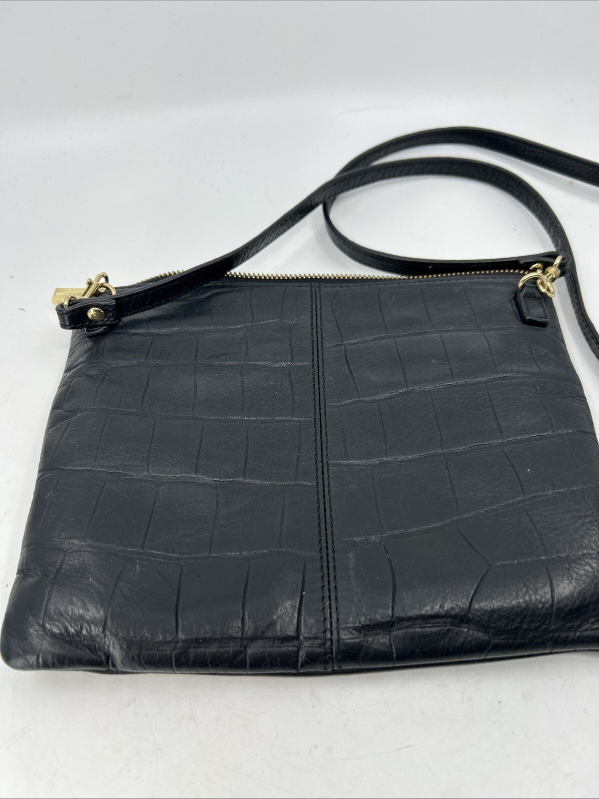 ~HAYDEN HARNETT Purse Black Leather Convertible Clutch w/Crossbody Strap