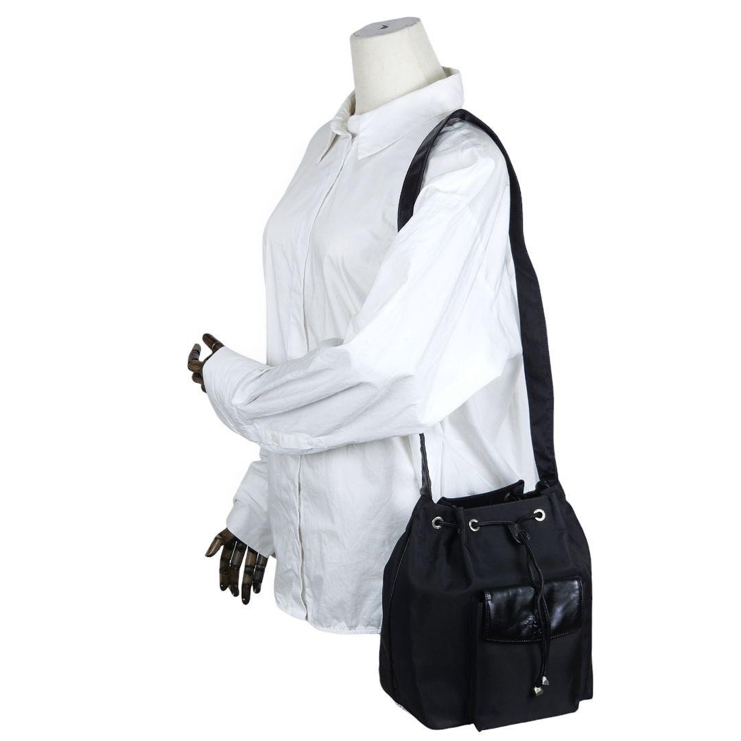 Versace Drawstring shoulder bag Medusa Nylon Leather Size: W: 11.8× H:11.8 in.