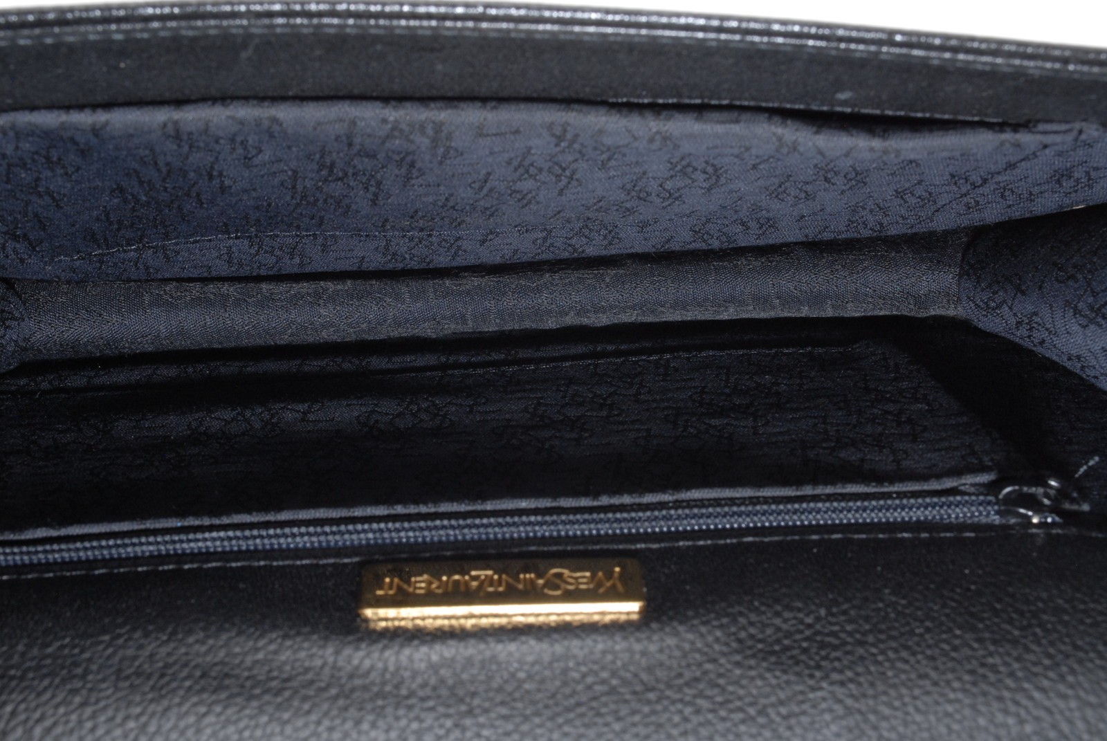 Yves Saint Laurent Clutch Bag Purse Leather Black Vintage YSL