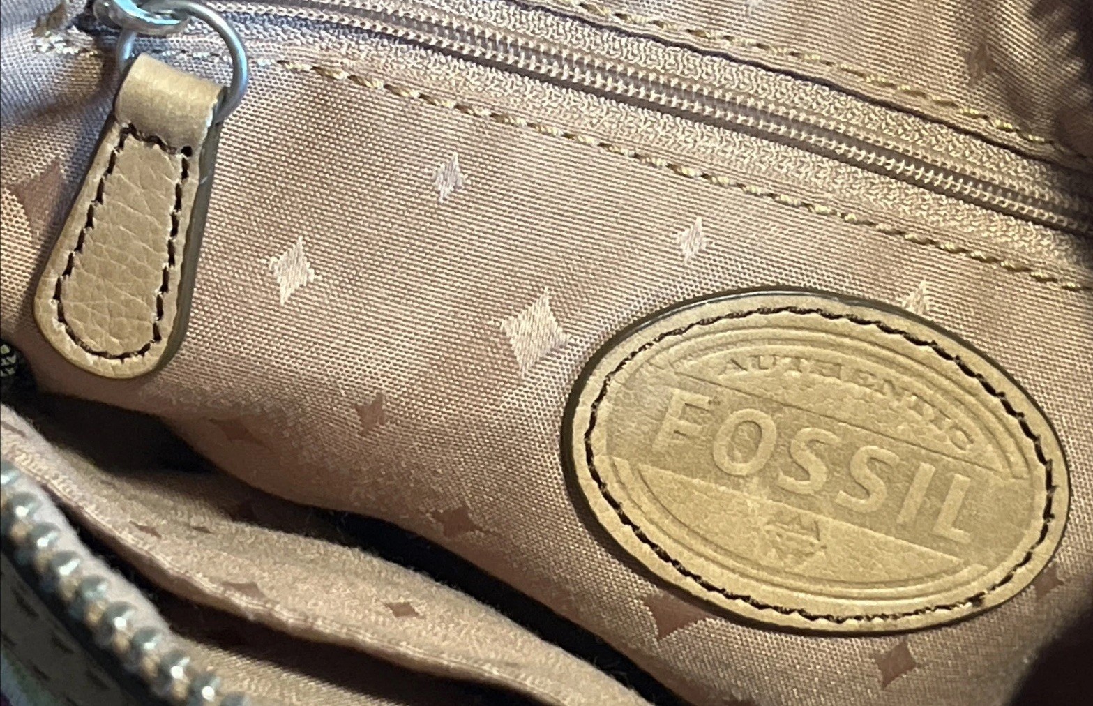 Fossil Colorful Geometric Crossbody Bag Adjustable Leather Strap Zip & Turn Lock