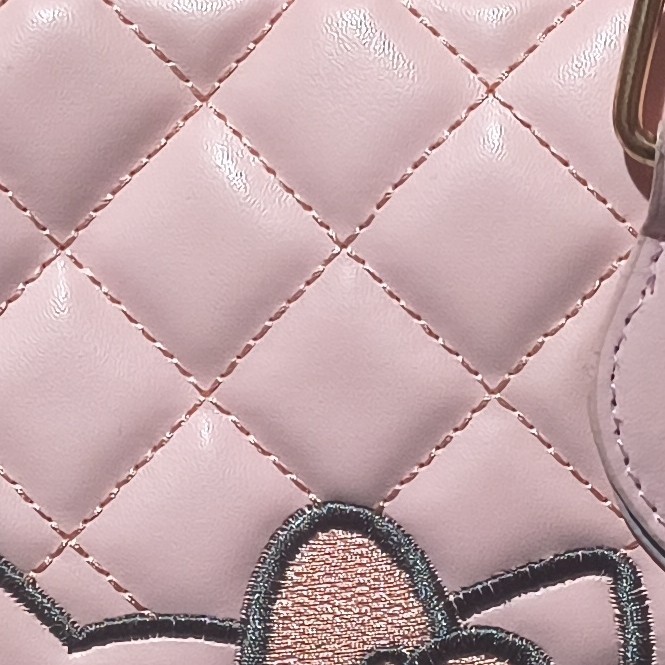 Hello Kitty Pink Quilted Tote Bag with Embroidered Bow, Stitching Accents