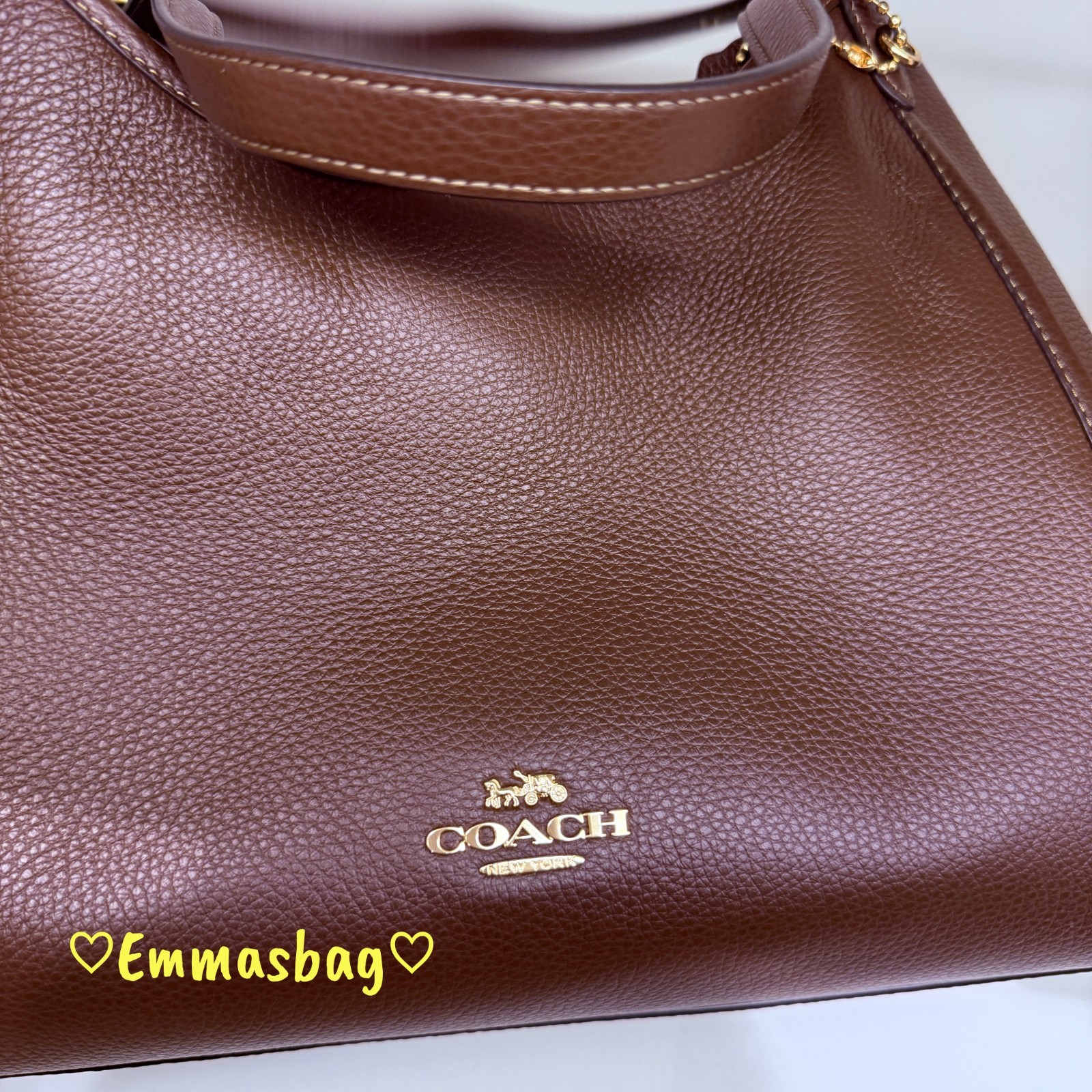 Coach Erin Shoulder Bag Refined pebble Leather CAQ86 Gold/Maple NWT