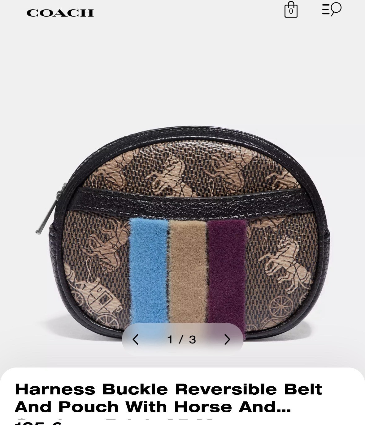 Coach Harness Buckle Reversible Belt And Pouch 25 Mm