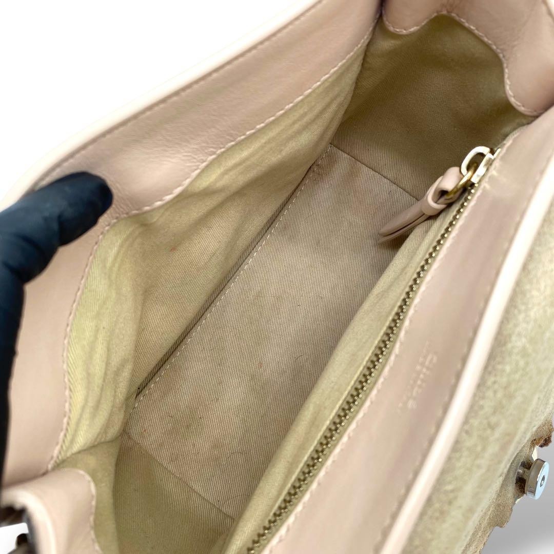 Chloe Tess Mini Day Handbag Motty Gray Top Handle Bag Gold Auth Flap Women’s