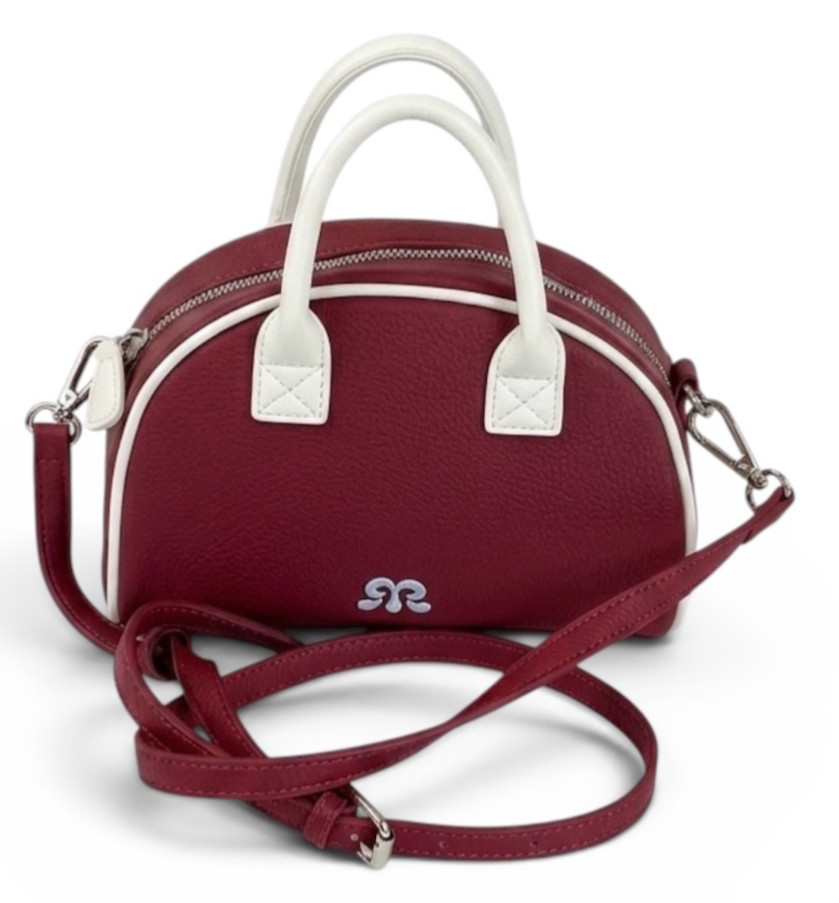 Pull & Bear Pacific Republic Burgundy Retro Bowling Mini Shoulder Bag Crossbody