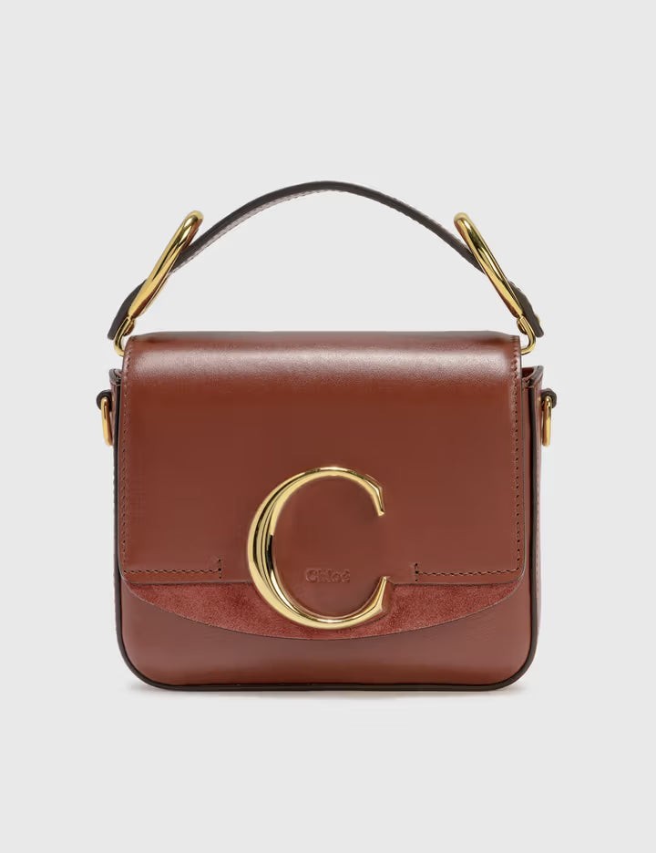 Chloé The C Mini Leather & Suede Calfskin Shoulder/Crossbody Bag Brown
