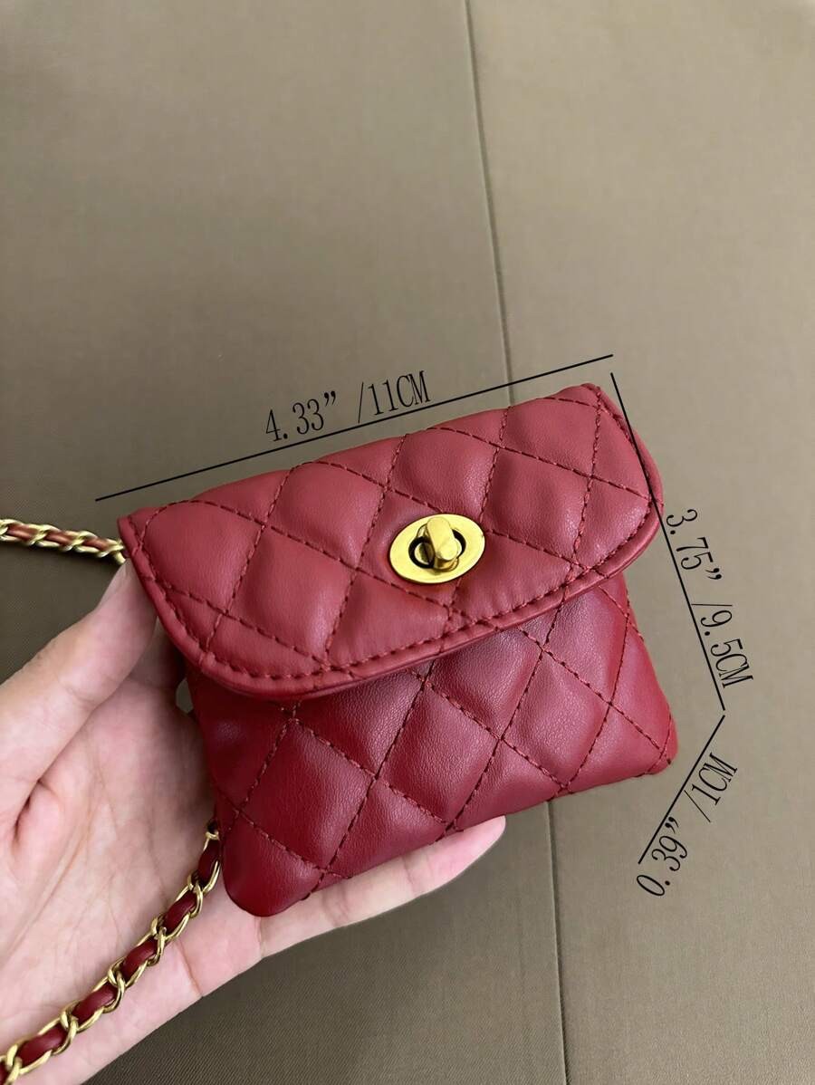Mini Rhombus Waist Bum Bag Women Spiked Detachable Chain Crossbody Shoulder