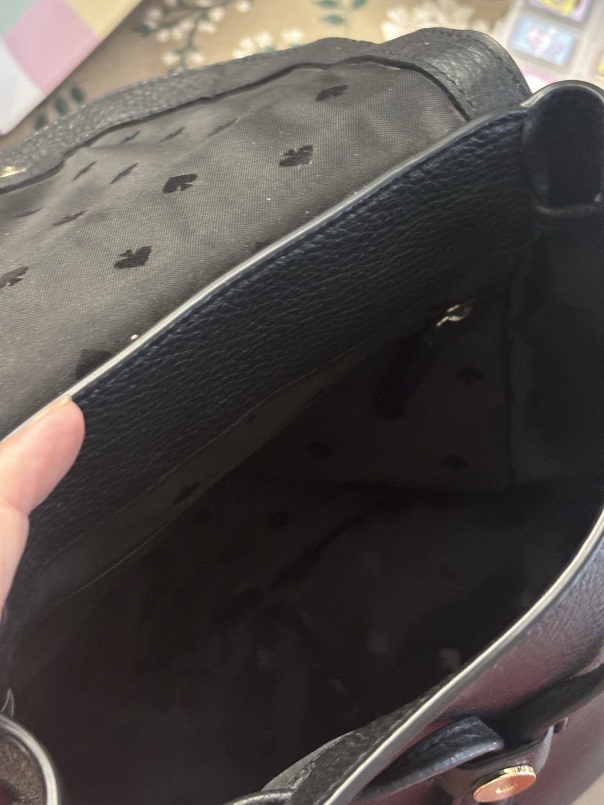 Kate Spade Leila Medium Flap Backpack Black Pebbled Leather Drawstring Handbag