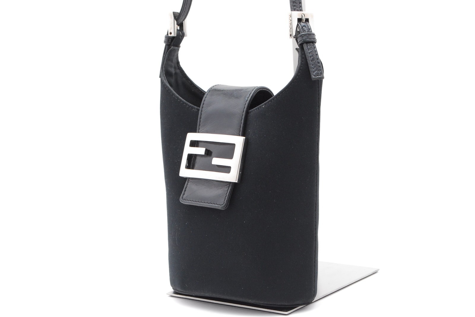 Rare* FENDI Mamma Spandex Nylon Leather Handbag Black