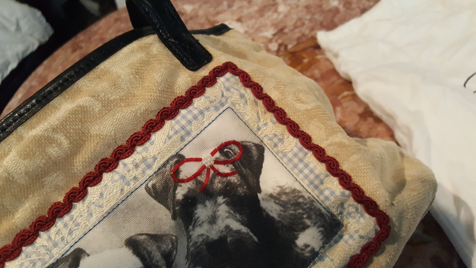 Brighton Scottie Rex & Tex Canvas & felt Double Handle Medium size purse