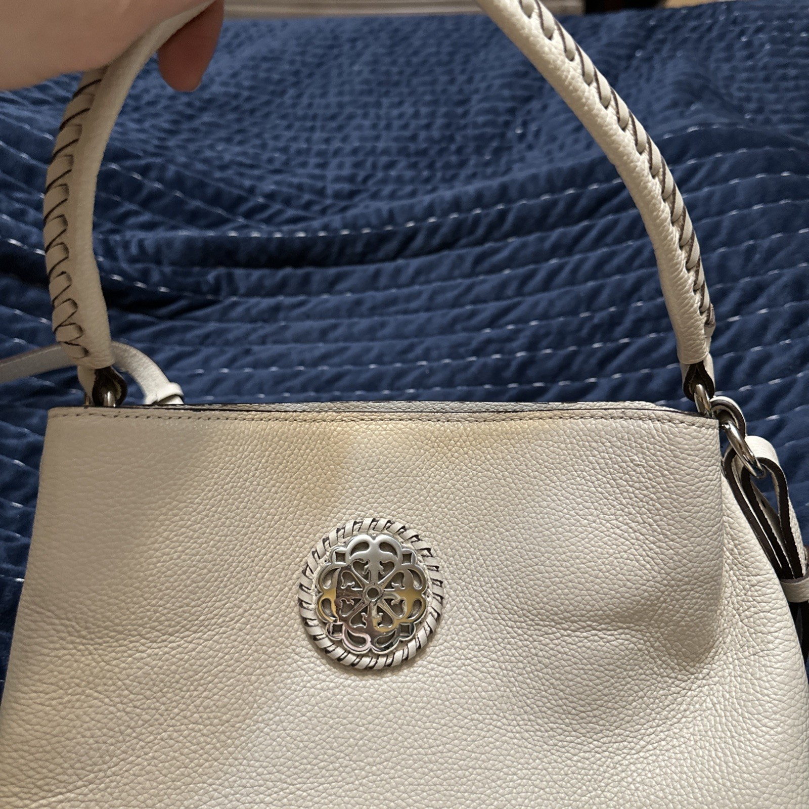 BRIGHTON FERRARA COLLECTION WHITE NOELLE BUCKET BAG CROSSBODY SHOULDER BAG $410
