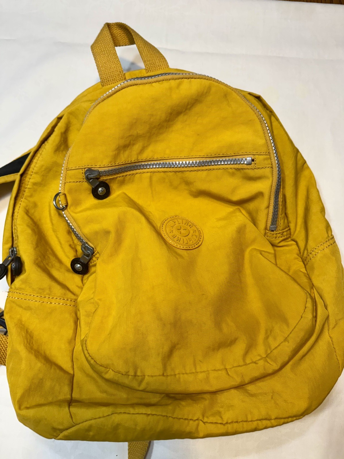 Kipling Backpack Medium Mustard Yellow Challenger Nylon Lightweight NO CHARM