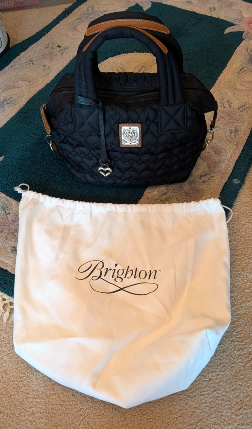 Brighton Black Medium Quilted Tote Bag Heart to Heart Collection w/Bag EC