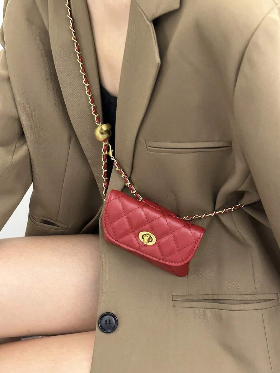 Mini Rhombus Waist Bum Bag Women Spiked Detachable Chain Crossbody Shoulder