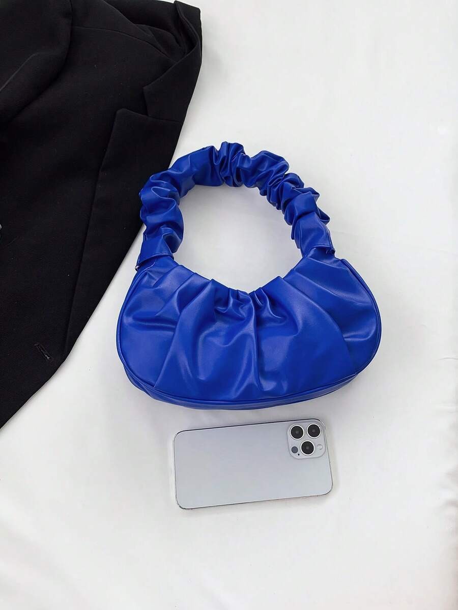 Fashion Ruched Cloud Bag Women Underarm Shoulder Handbag Adjustable Strap