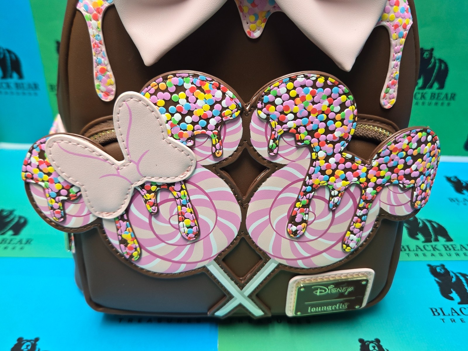 Loungefly Disney Minnie Mouse Chocolate Lollipop Ears Mini Backpack New with Tag