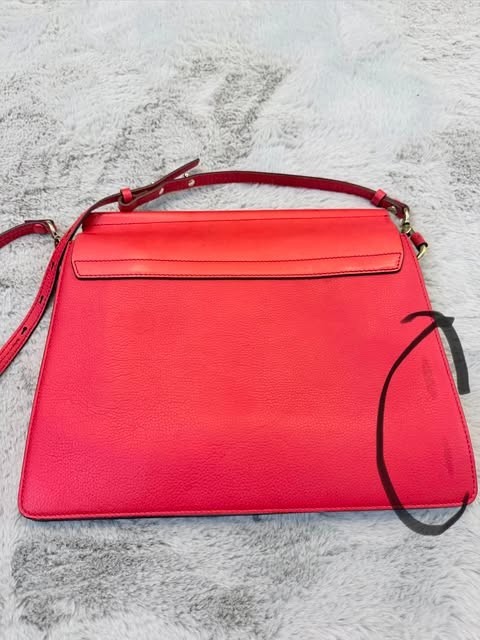 Chloe Faye Red Leather Shoulder Bag Gold Tone Chain AUTHENTIC